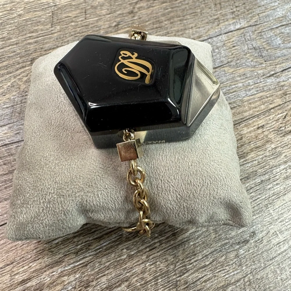 Dsquared2 Vintage Black Lucite Gold Tone Logo Chain Bracelet Made in Italy